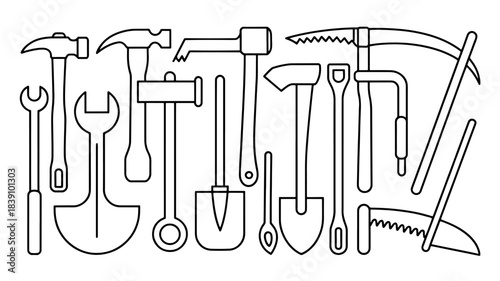 illustration representing work, repair, garden, and construction