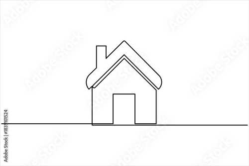  Continuous one line art drawing of house vector illustration. minimalist house icon outline symbol
