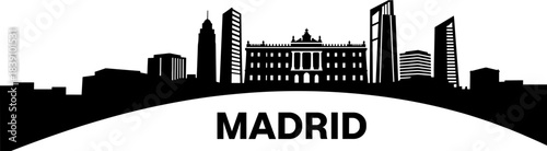 Madrid skyline silhouette in black and white