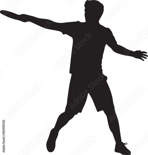 Silhouette of man throwing a disc Keywords: silhouette, man, throwing, disc, frisbee, sport