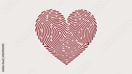 Heart shape fingerprint unique design isolated on light background for romantic feeling personal identity and security concept illustration of love and passion biometric print recognition