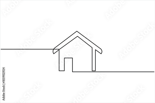  Continuous one line art drawing of house vector illustration. minimalist house icon outline symbol