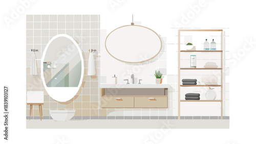 Modern Minimalist Bathroom Interior Design with Wood Accents