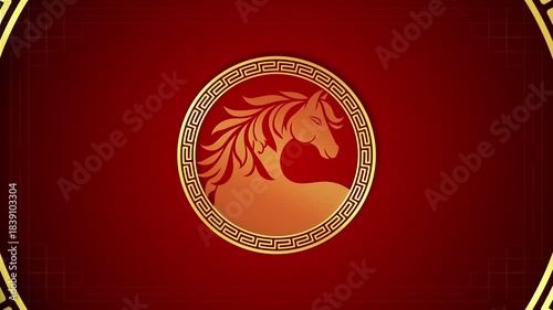 Year of the Horse 2026 for Traditional Red and Gold Chinese New Year Design