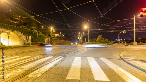 Drive at fast speed at the night streets timelapse hyperlapse drivelapse.