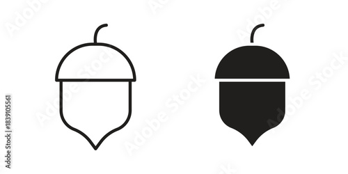 Acorn icons, Line vector. solid symbol set