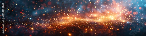 Panoramic Galaxy Background with Sparkling Lights and Bokeh Effect