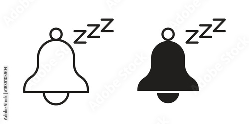 Alarm snooze icons, Line vector. solid symbol set
