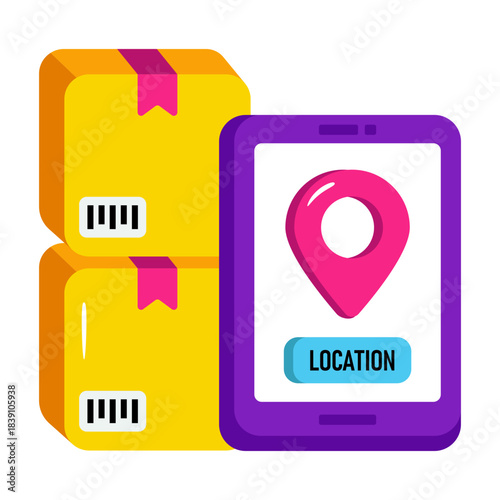 Perfect design icon of mobile parcel location 