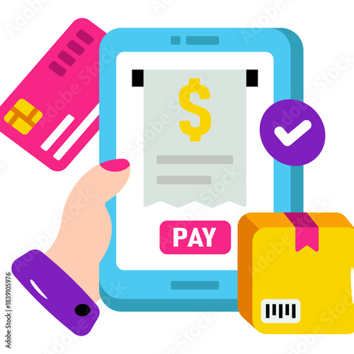 A unique design icon of mobile bill payment 