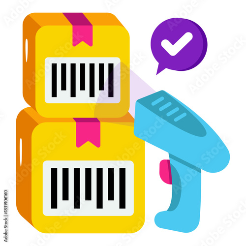 A flat design icon of parcel scan 