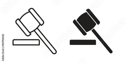 Auction icons, Line vector. solid symbol set