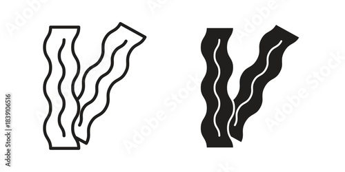 Bacon icons, Line vector. solid symbol set