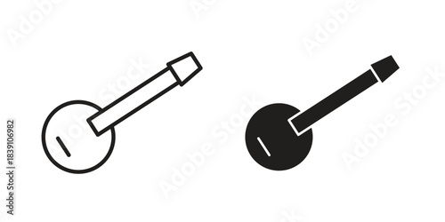 Banjo icons, Line vector. solid symbol set