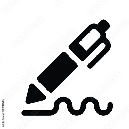Solid pen icon to write, sign, note, or edit document.