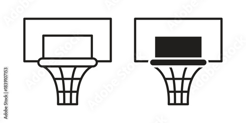 Basketball hoop icons, Line vector. solid symbol set