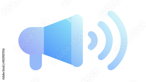 Blue Megaphone Icon Broadcasting Sound Waves