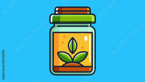 Jar of Herbs and Spices with Plant Icon