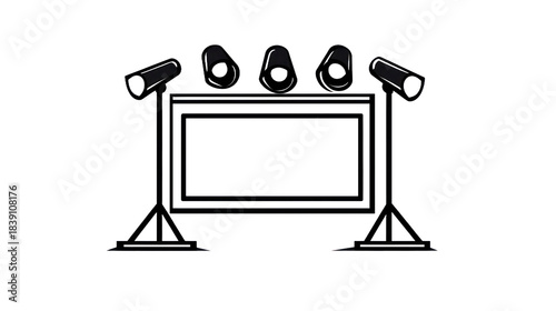 Abstract illustration of a frame with spotlights and avocados transparent background