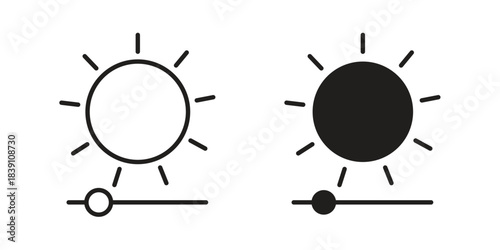 Brightness icons, Line vector. solid symbol set