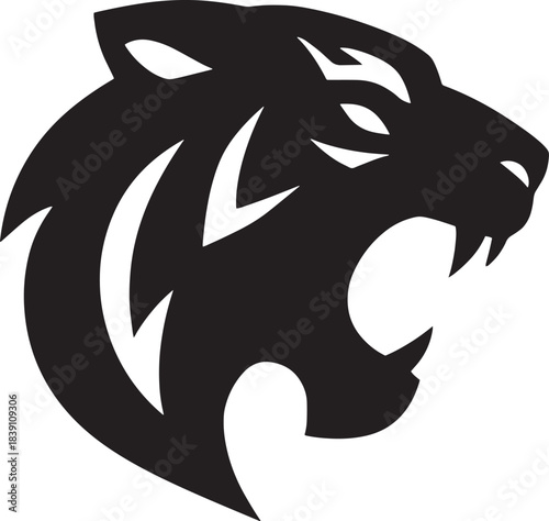 Aggressive Tiger Head Silhouette Vector – Bold Wildlife Emblem Design