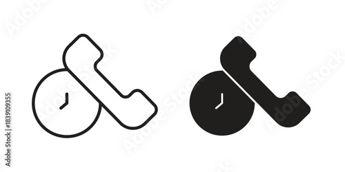 Call duration icons, Line vector. solid symbol set