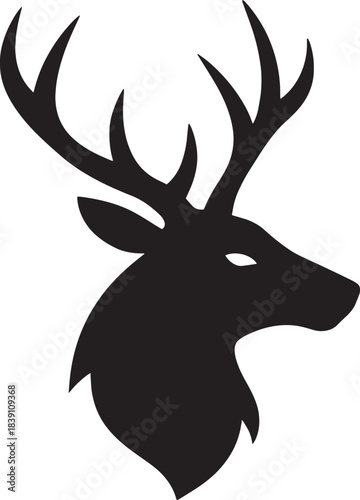 Majestic Deer Stag Head Silhouette Vector – Luxury Antler Emblem Design