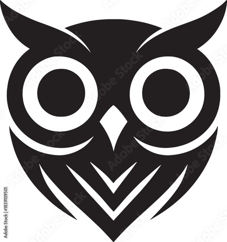 Stylish Owl Head Silhouette Vector – Modern Flat Black Minimal Logo Design
