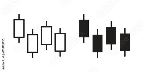 Chart candlestick icons, Line vector. solid symbol set
