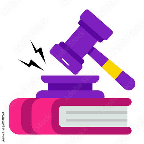 A flat design icon of law book 