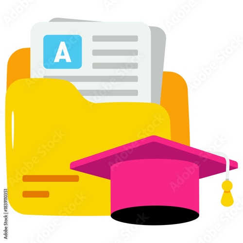 Conceptual flat icon of educational folder 