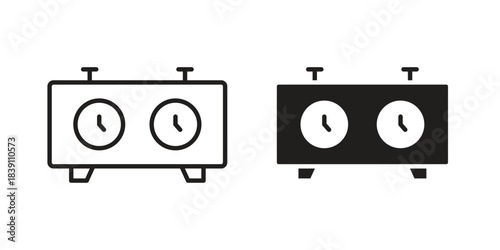 Chess clock icons, Line vector. solid symbol set