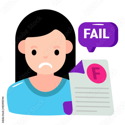 Editable design icon of fail result sheet 