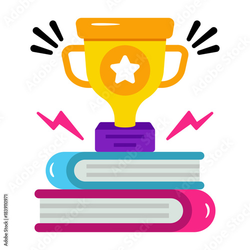 A flat design icon of trophy cup