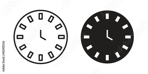 Clock face icons, Line vector. solid symbol set