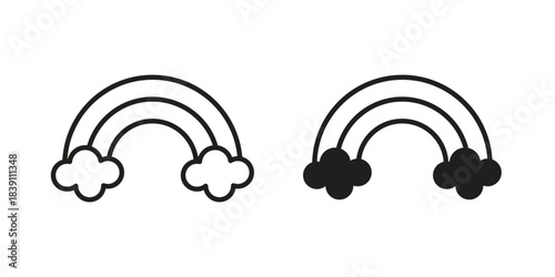 Cloud rainbow icons, Line vector. solid symbol set