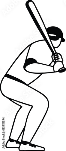 Baseball Squat Training Stance Silhouette Vector