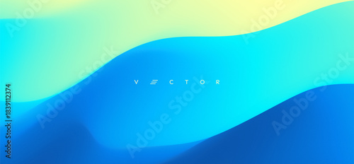 Mountainous terrain. Snowy landscape. Abstract nature background in blue. Trendy gradients. 3D illustration for brochure, poster, cover, card, presentation, flyer or banner.