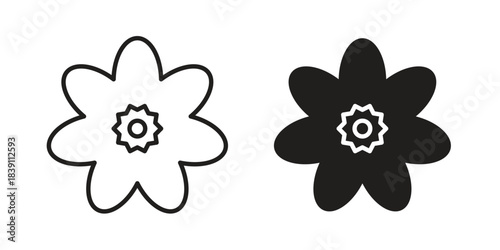 Daffodil Flower icons, Line vector. solid symbol set