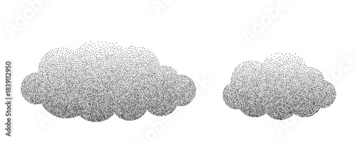 Dot halftone clouds pattern, gradient smoke