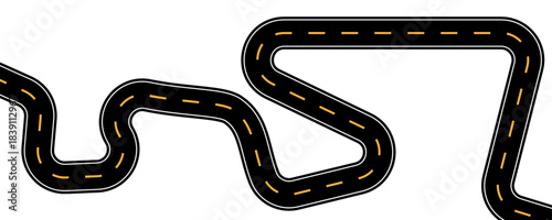Curve road icon, highway winding line. Curve roadway illustration top view, road way