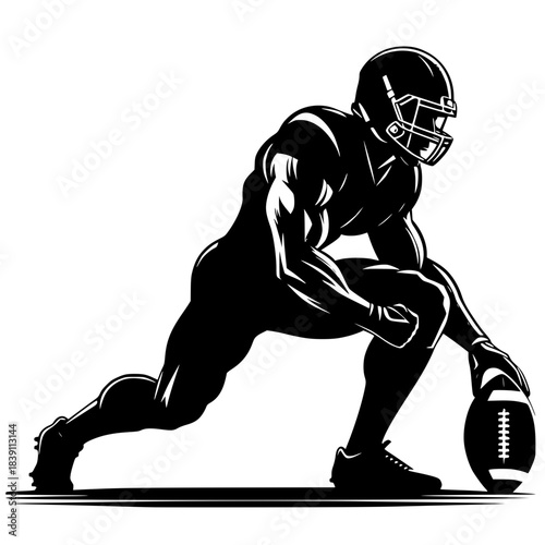 American Football Lineman Ready Stance Silhouette Illustration