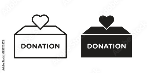Donation box icons, Line vector. solid symbol set