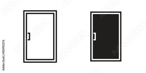 Door closed icons, Line vector. solid symbol set