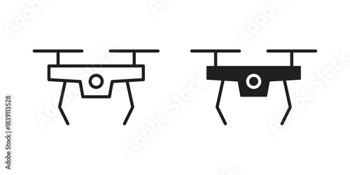 Drone icons, Line vector. solid symbol set
