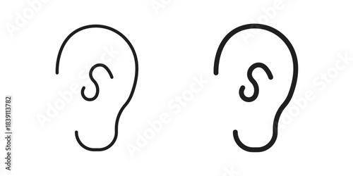 Ear icons, Line vector. solid symbol set