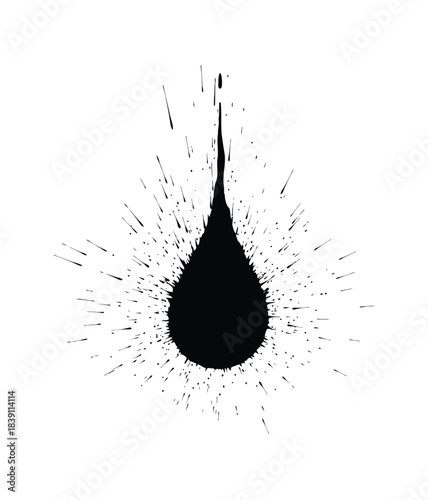 Black ink and red blood liquid drop vector illustration