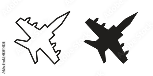 Fighter jet icons, Line vector. solid symbol set