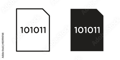 File Binary icons, Line vector. solid symbol set