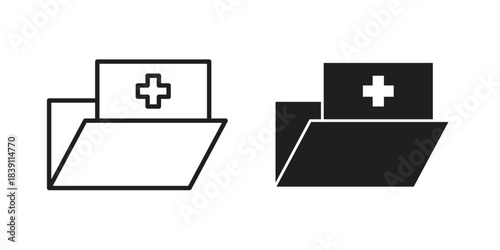 File medical icons, Line vector. solid symbol set